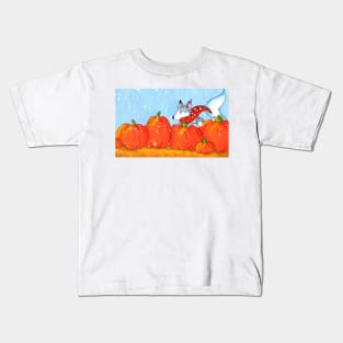 Wolf in the Pumpkin Patch Kids T-Shirt